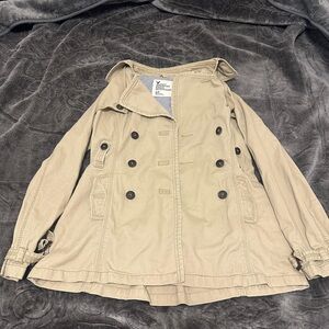 American Eagle Outfitters Beige Jacket with Striped Lining